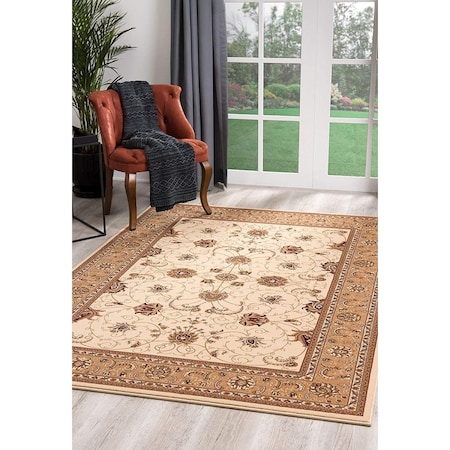 Palacedesigns 7 x 9 ft. Cream & Tan Ornate Border Area Rug PA3104696